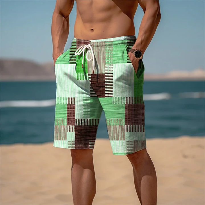 Ademende Heren Strandshorts Katoen met 3D Print - Jamal