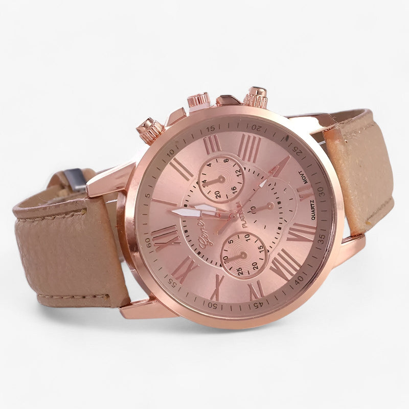 Luxury Waterproof Women's Watch with Leather Strap – Camille