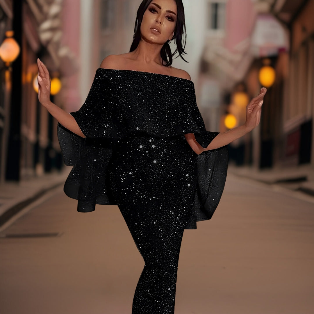 Shimmering A-Line Maxi Dress - Teri