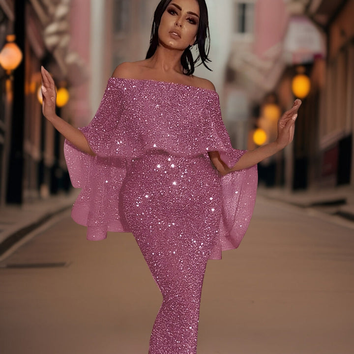 Shimmering A-Line Maxi Dress - Teri