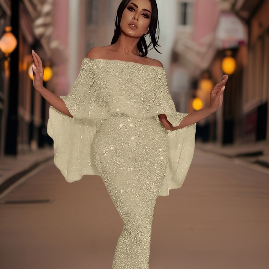 Shimmering A-Line Maxi Dress - Teri
