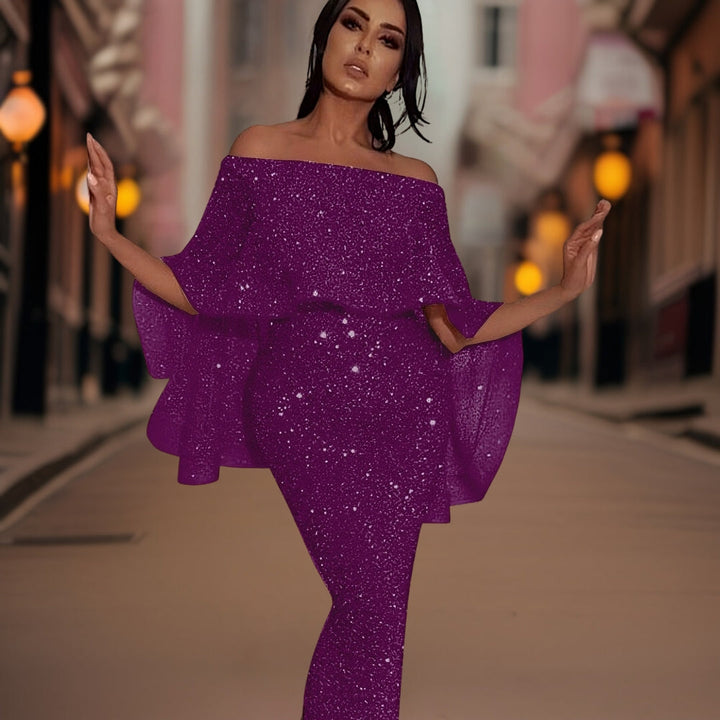 Shimmering A-Line Maxi Dress - Teri