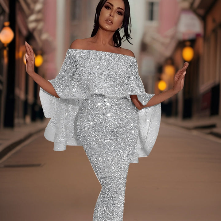 Shimmering A-Line Maxi Dress - Teri