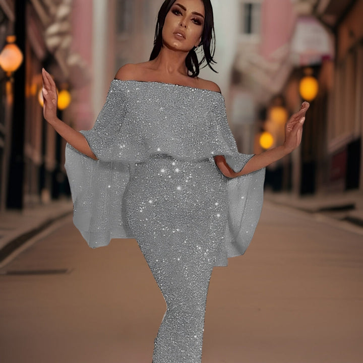 Shimmering A-Line Maxi Dress - Teri