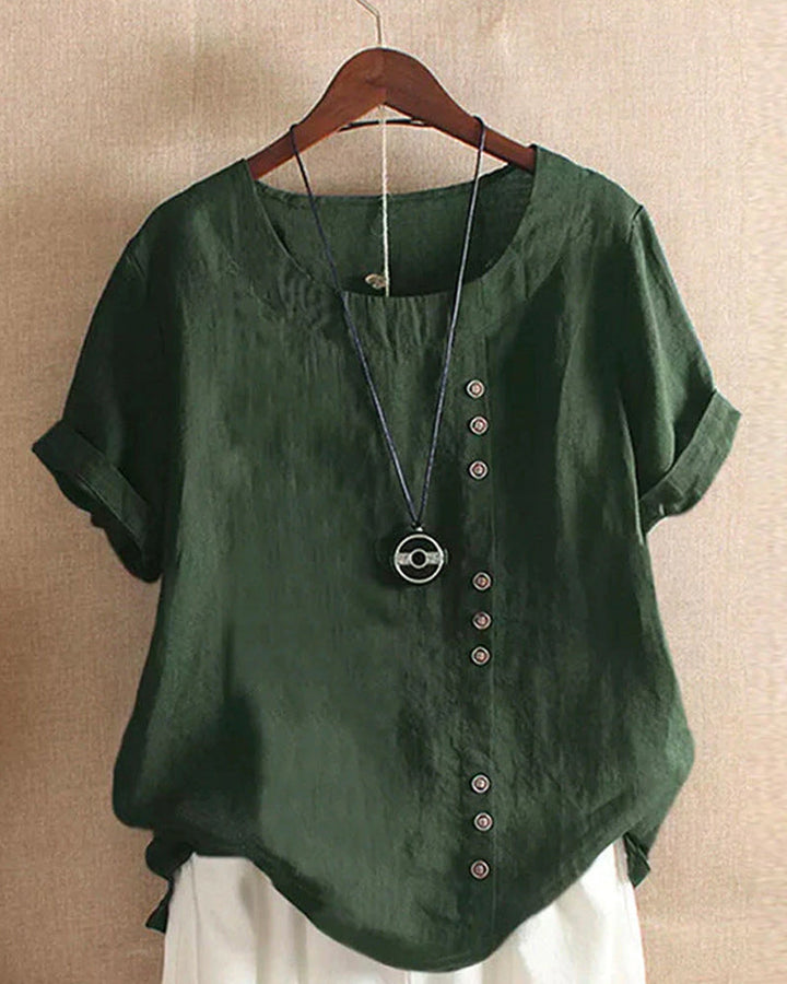 Short-Sleeve Button-Front Blouse - Mindy