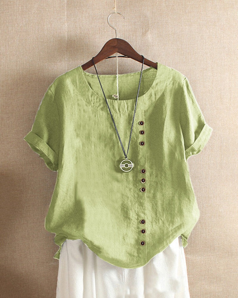 Short-Sleeve Button-Front Blouse - Mindy