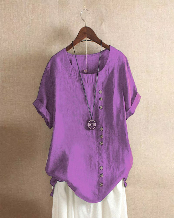 Short-Sleeve Button-Front Blouse - Mindy