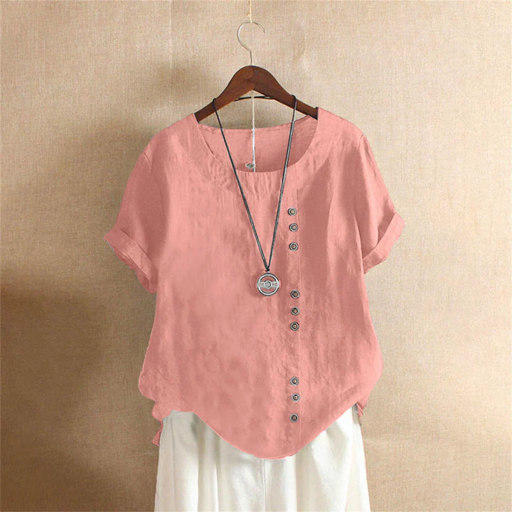 Short-Sleeve Button-Front Blouse - Mindy