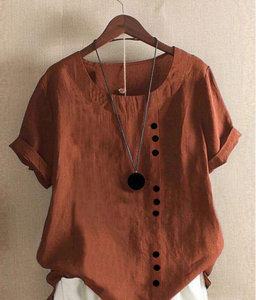 Short-Sleeve Button-Front Blouse - Mindy