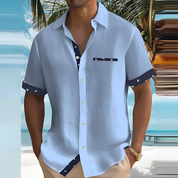 Short-Sleeve Contrast Trim Shirt - Warren