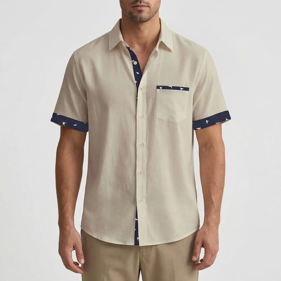 Short-Sleeve Contrast Trim Shirt - Warren