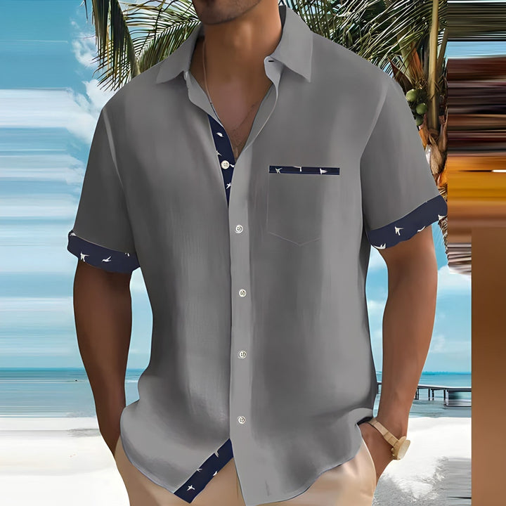 Short-Sleeve Contrast Trim Shirt - Warren
