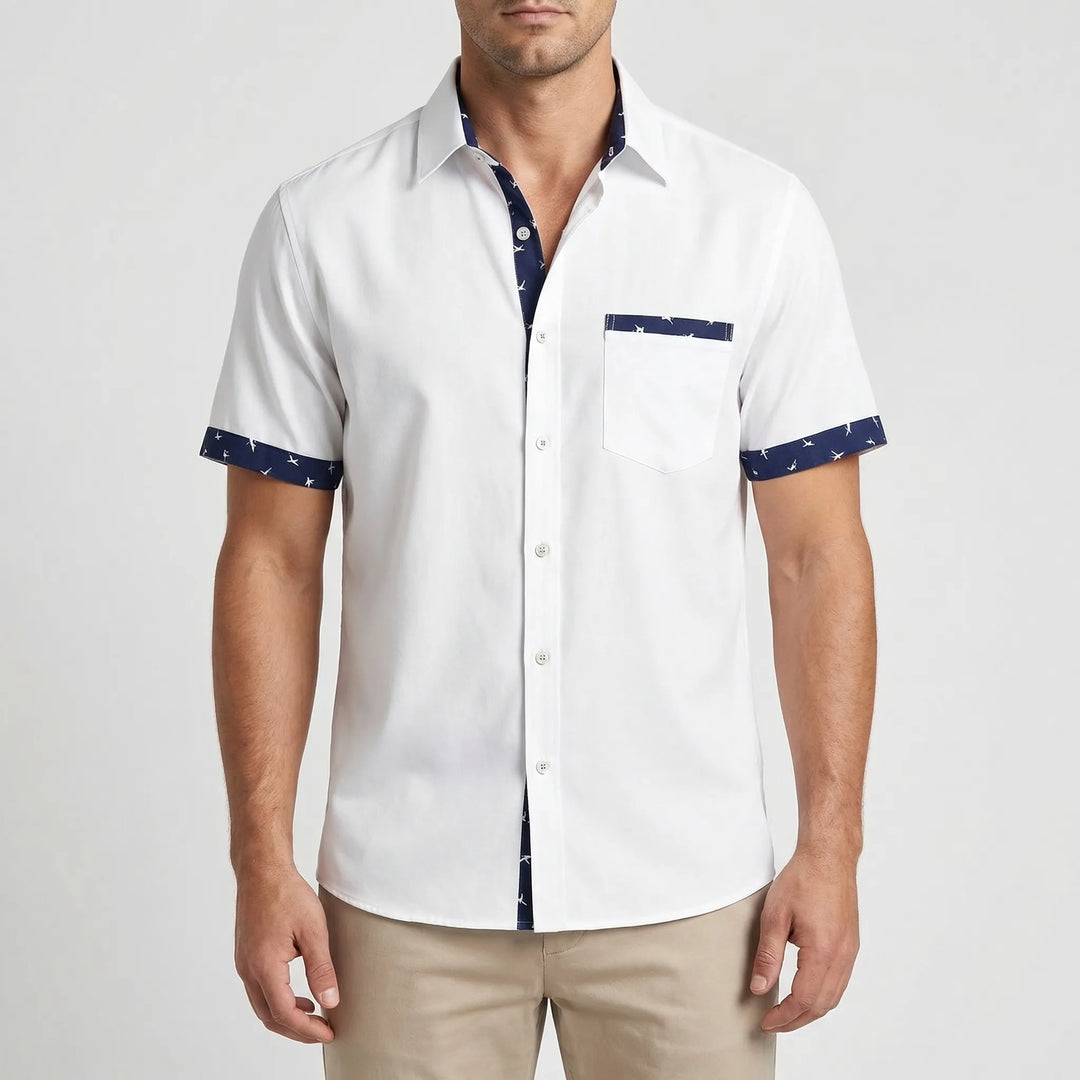 Short-Sleeve Contrast Trim Shirt - Warren