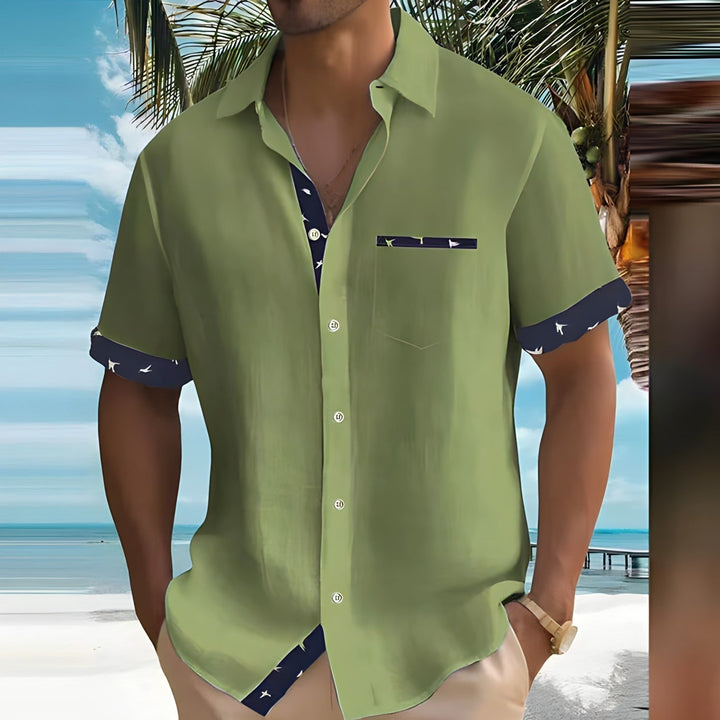 Short-Sleeve Contrast Trim Shirt - Warren