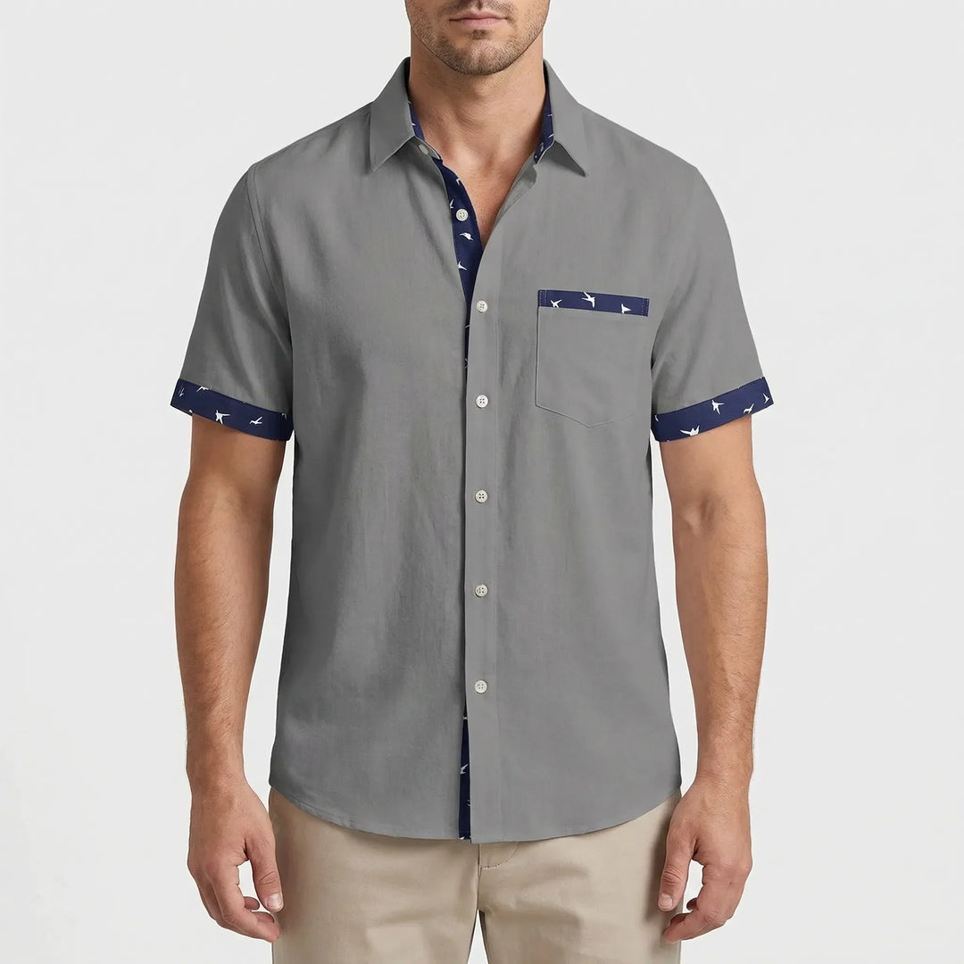 Short-Sleeve Contrast Trim Shirt - Warren
