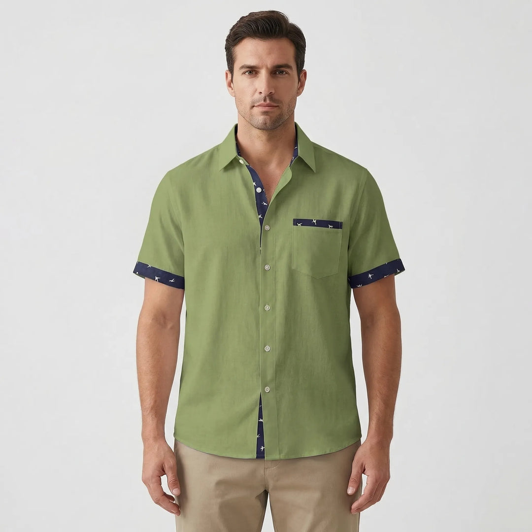 Short-Sleeve Contrast Trim Shirt - Warren