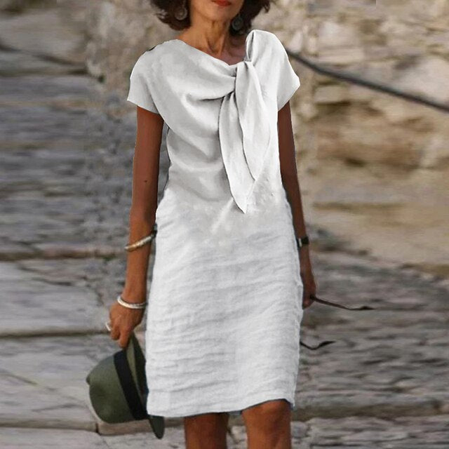 Short-Sleeve Dress With Bow Detail - Regina