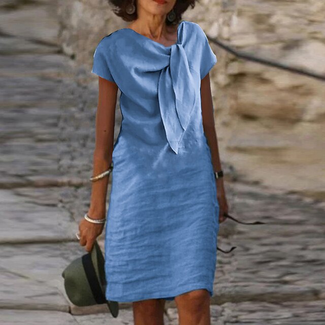 Short-Sleeve Dress With Bow Detail - Regina