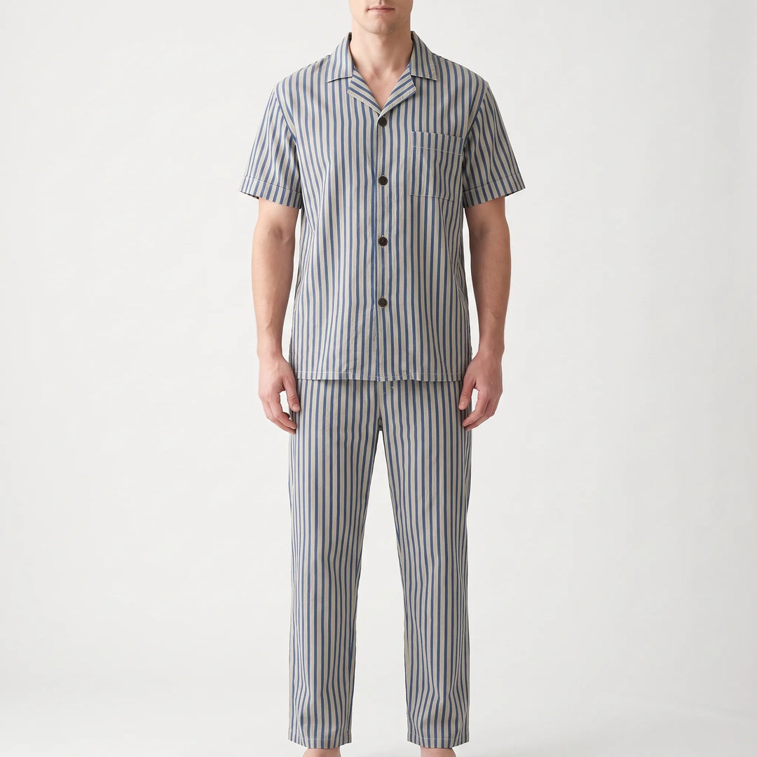Short-Sleeve Striped Mens Pyjamas - Elias