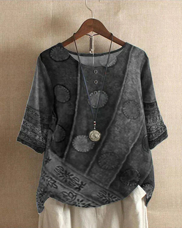 Short-Sleeve Top With Colourful Ethnic Pattern - Sophie