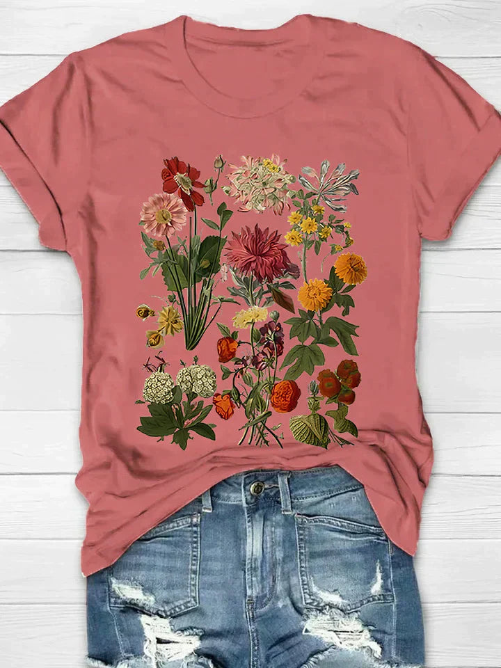 Short-Sleeve Women's T-Shirt With Floral Print - Hazel