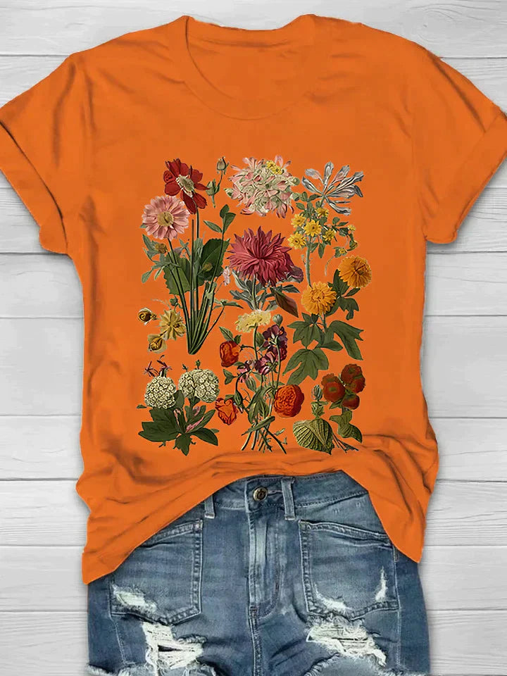 Short-Sleeve Women's T-Shirt With Floral Print - Hazel