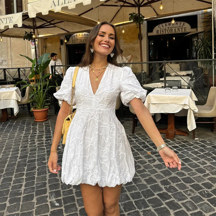 Short Dress With Deep V-Neckline - Melba