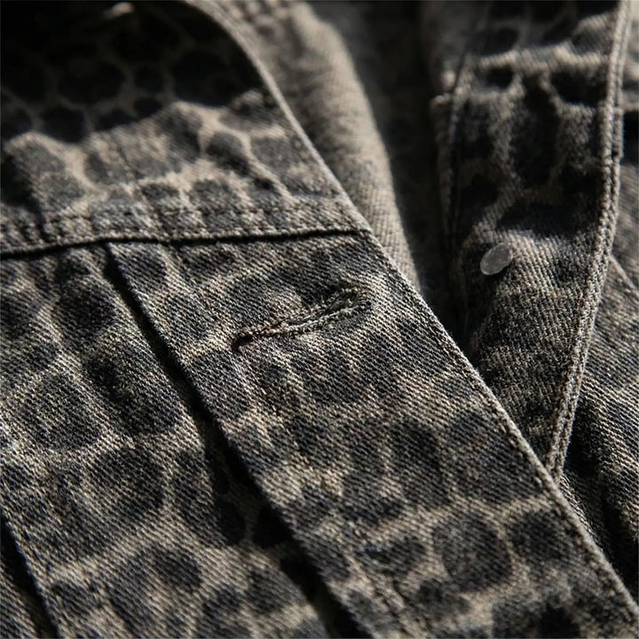 Short Leopard Print Casual Jacket - Flora