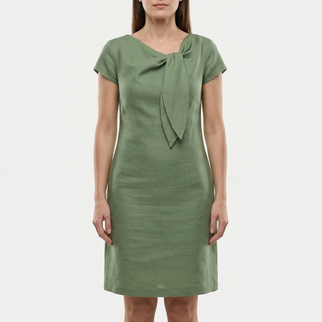 Short Sleeve Bow Detail Shift Dress - Susan