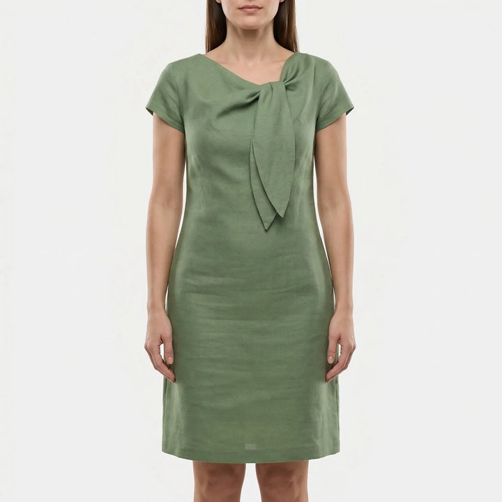 Short Sleeve Bow Detail Shift Dress - Susan