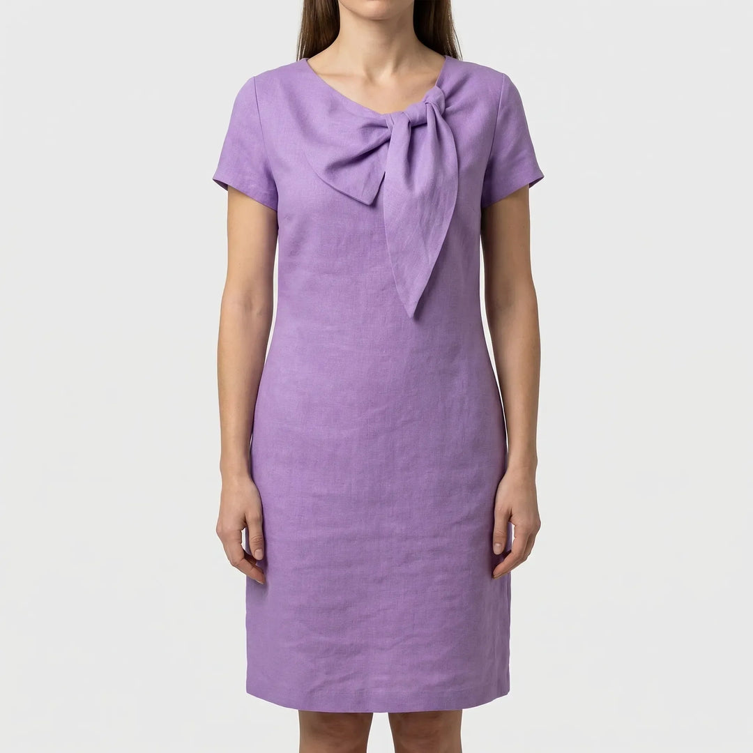 Short Sleeve Bow Detail Shift Dress - Susan