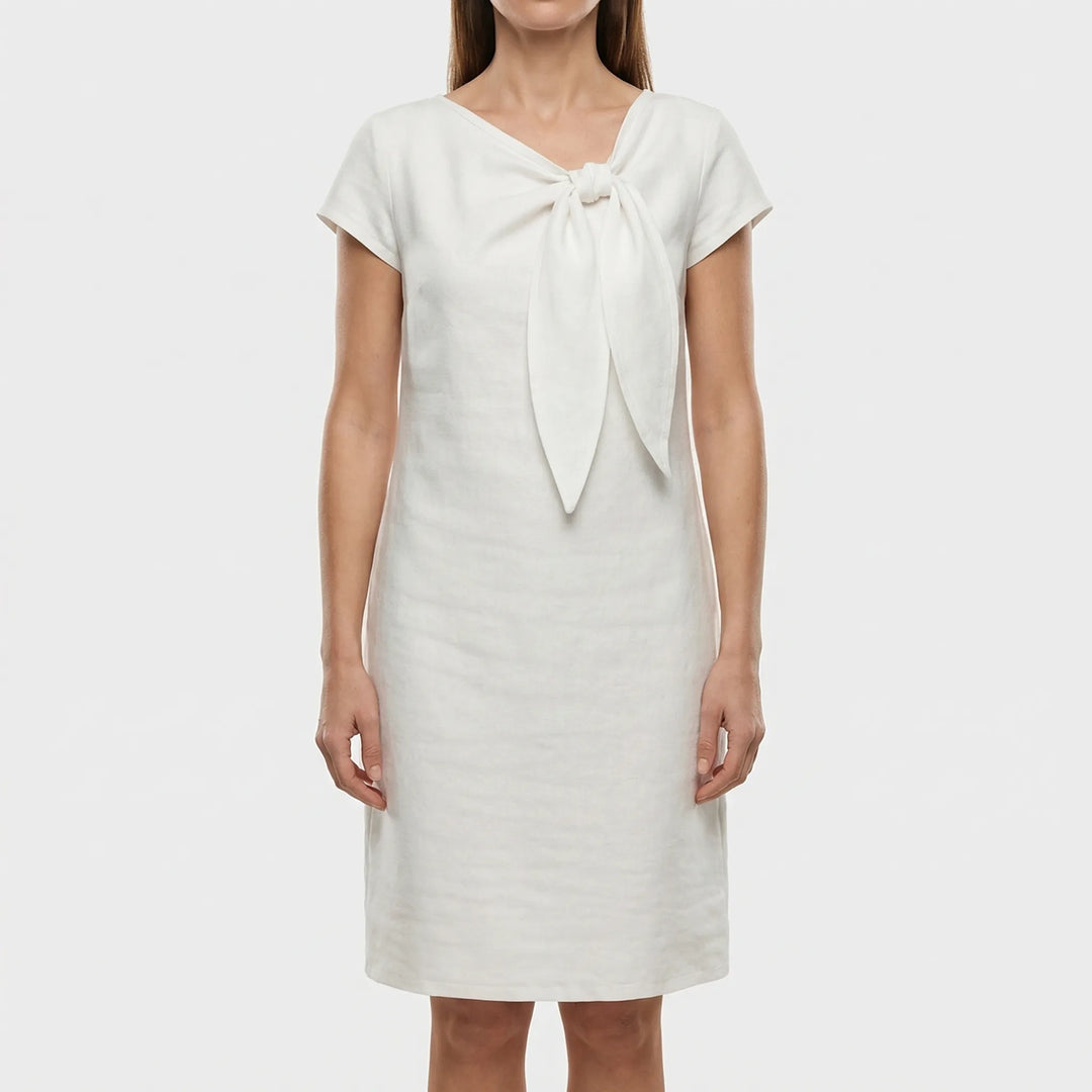 Short Sleeve Bow Detail Shift Dress - Susan