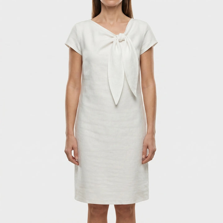 Short Sleeve Bow Detail Shift Dress - Susan