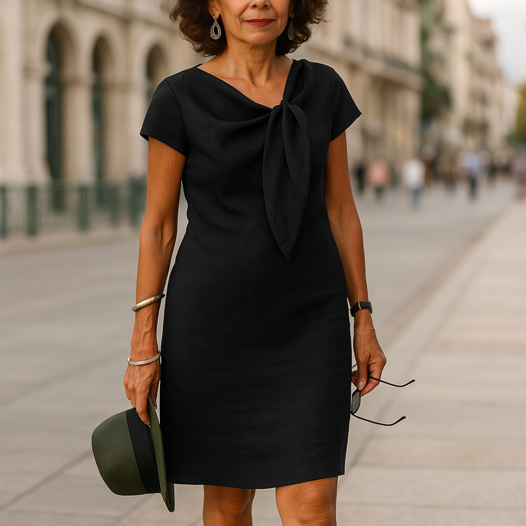 Short Sleeve Bow Detail Shift Dress - Susan