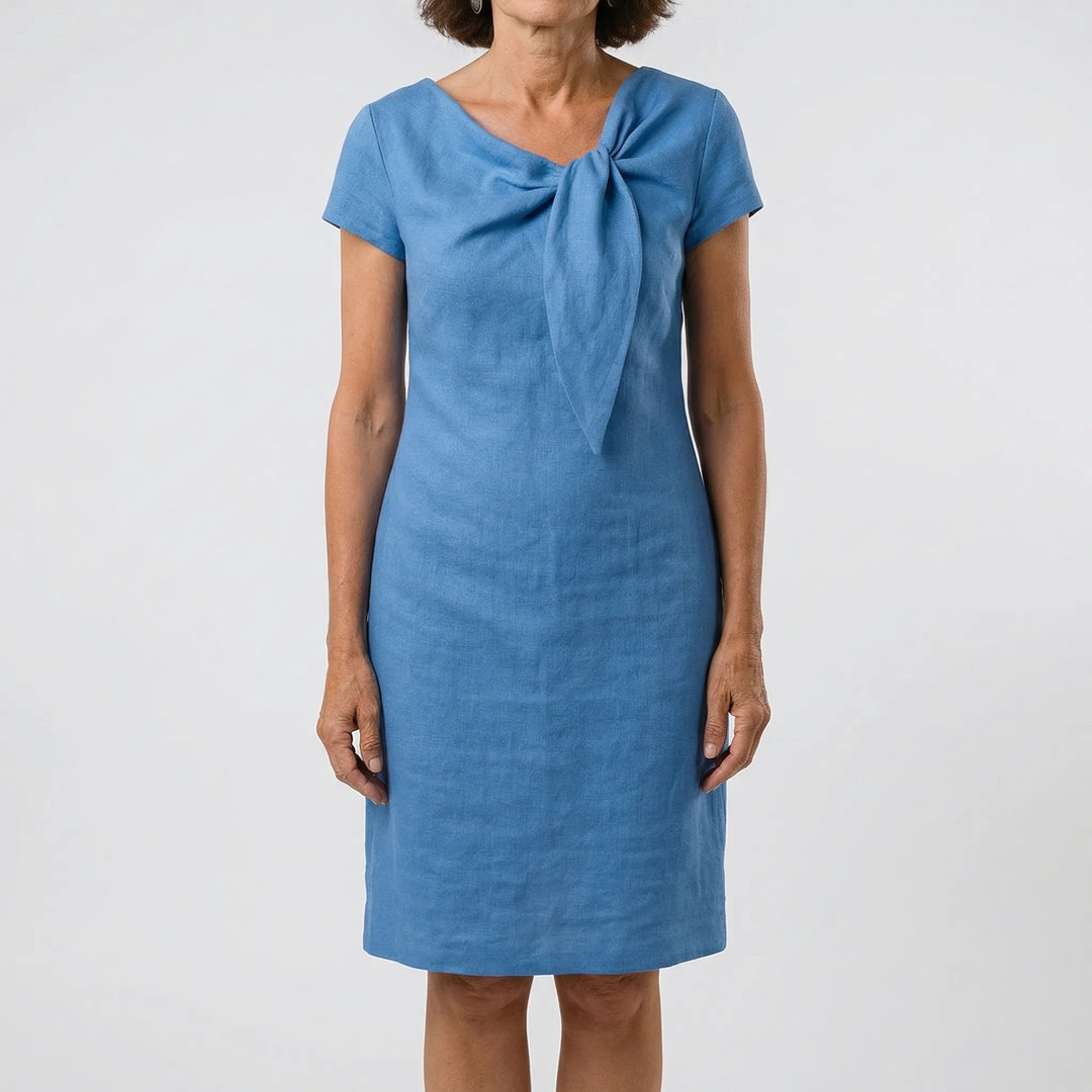 Short Sleeve Bow Detail Shift Dress - Susan