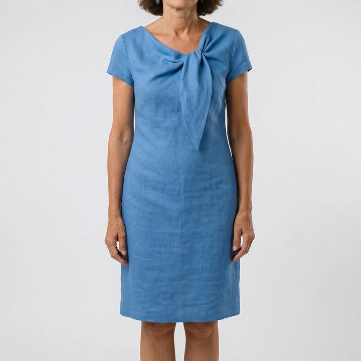 Short Sleeve Bow Detail Shift Dress - Susan