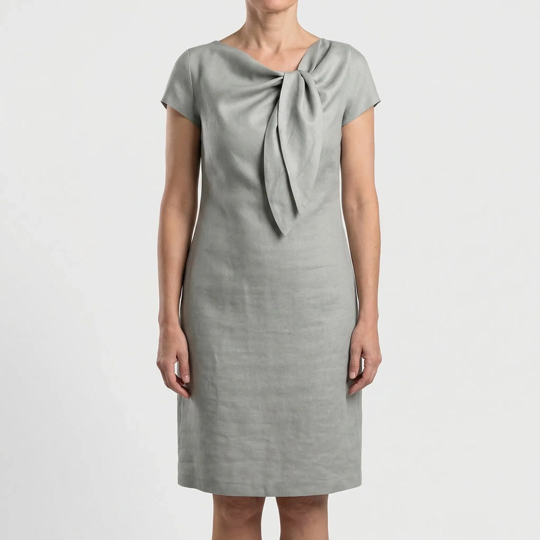 Short Sleeve Bow Detail Shift Dress - Susan