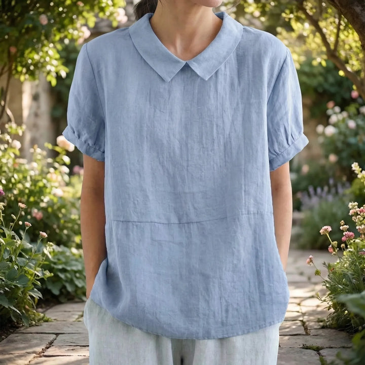 Short Sleeve Collared Women's Top - Maria