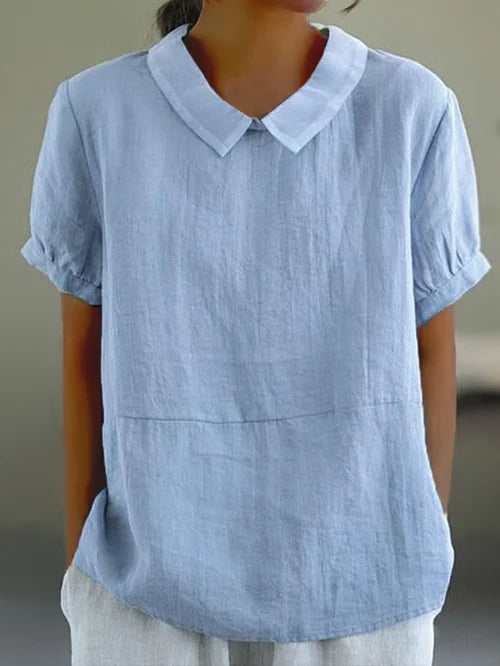 Short Sleeve Collared Women's Top - Maria
