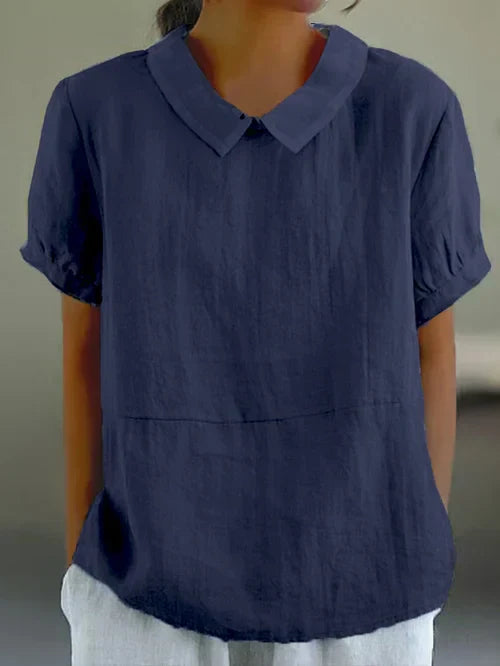 Short Sleeve Collared Women's Top - Maria