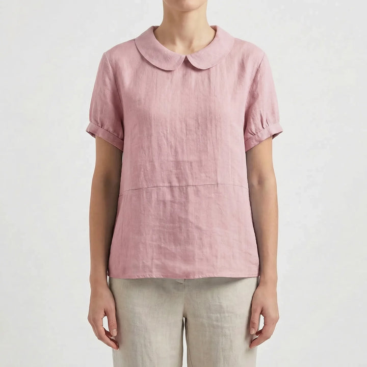 Short Sleeve Collared Women's Top - Maria