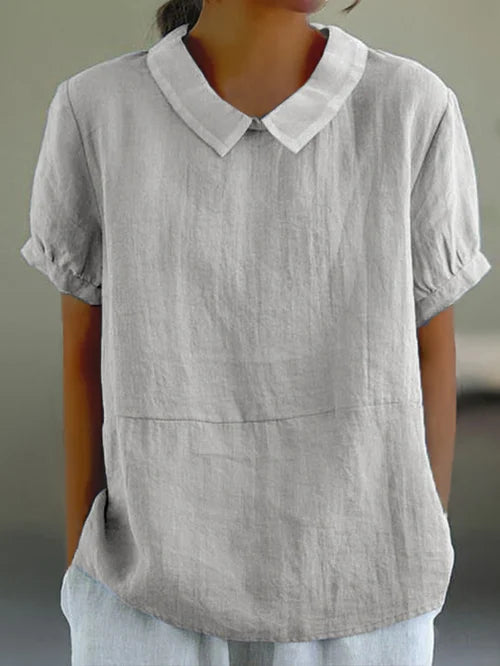 Short Sleeve Collared Women's Top - Maria