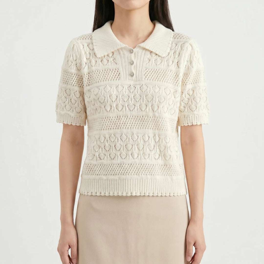 Short Sleeve Knitted Blouse -  Marjorie
