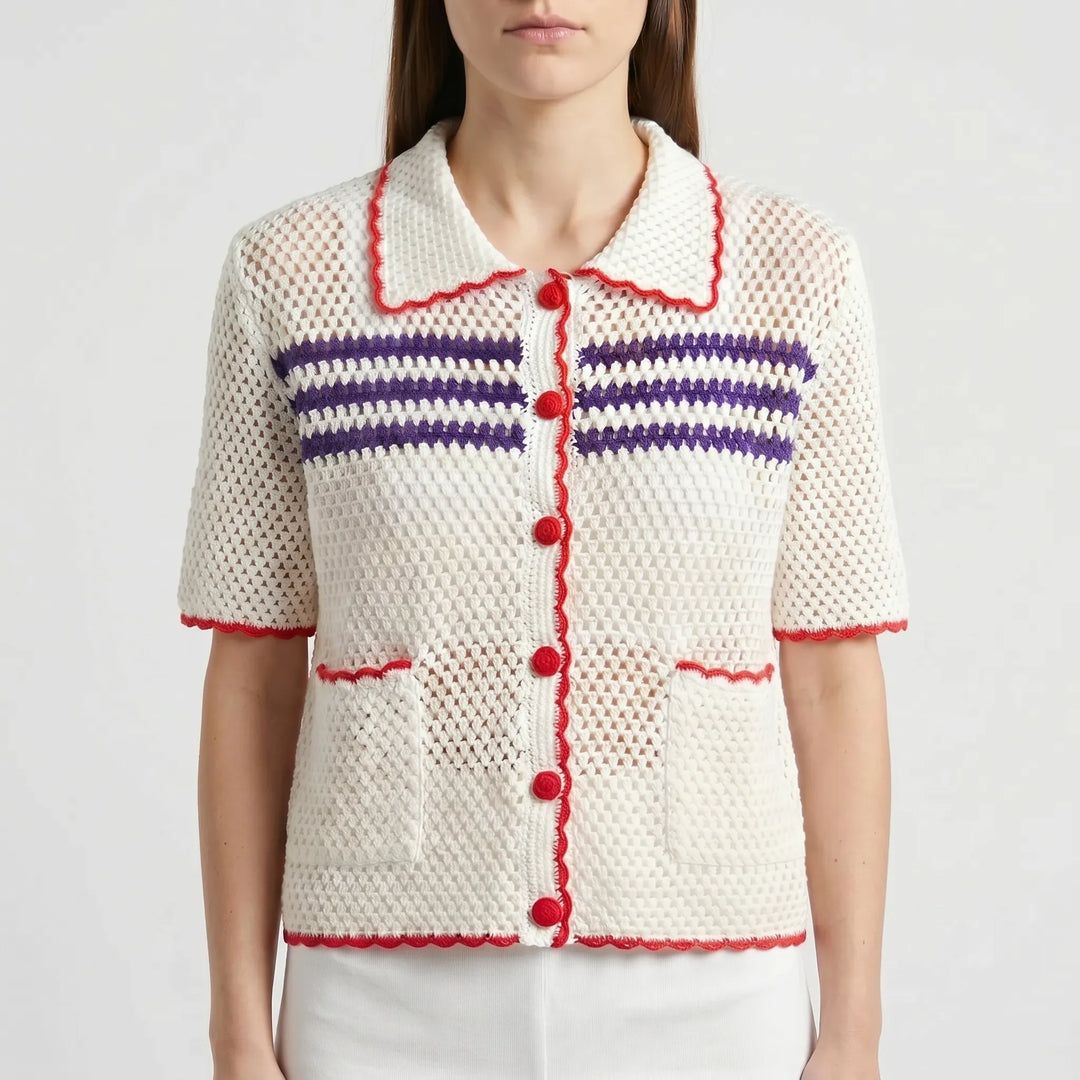 Short Sleeve Knitted Cardigan -  Penny