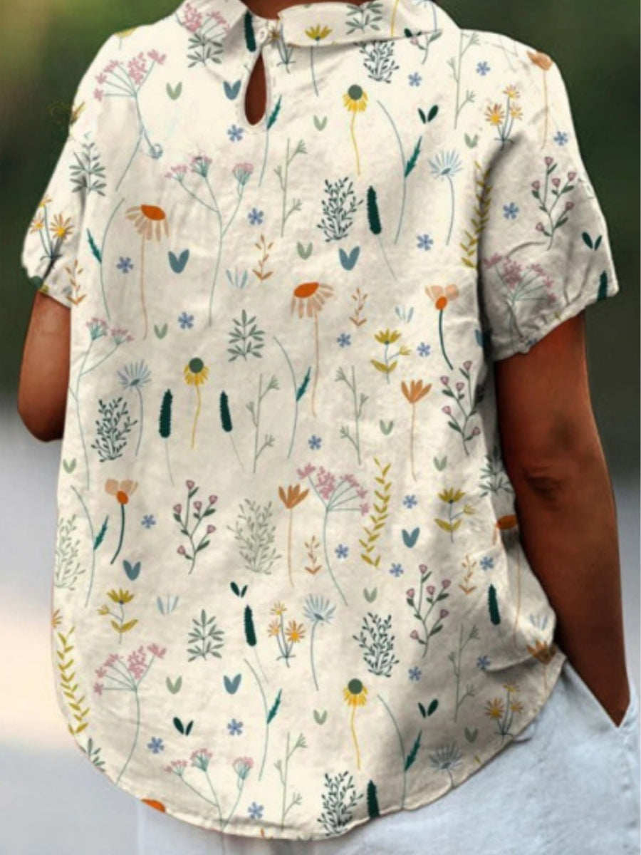 Short Sleeve Wildflower Print Blouse - Mable