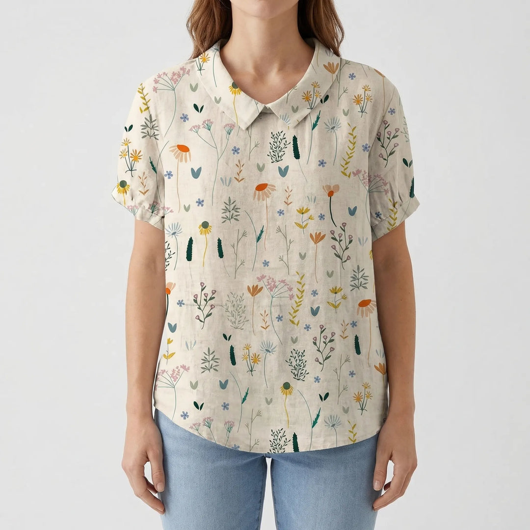 Short Sleeve Wildflower Print Blouse - Mable