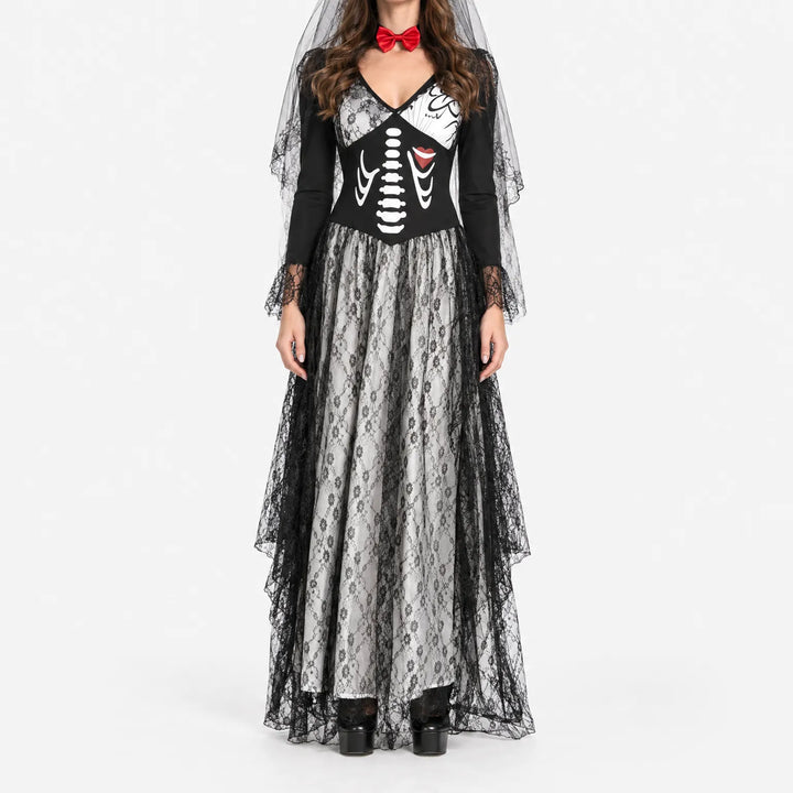 Skeleton Print Halloween Costume - Venosia