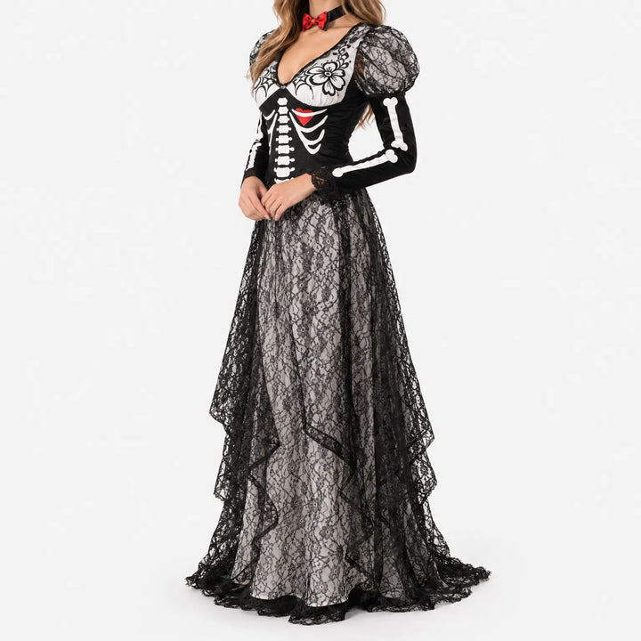 Skeleton Print Halloween Costume - Venosia
