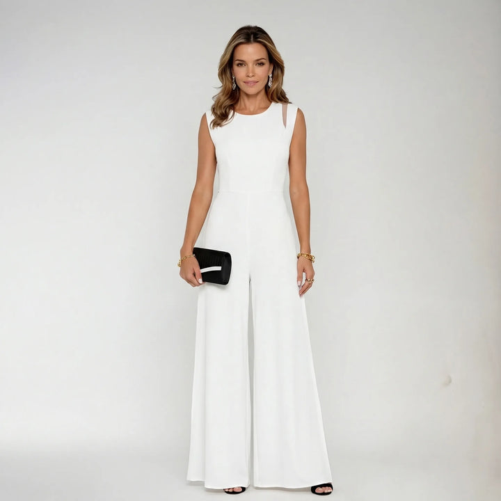 Sleeveless Jumpsuit With Sheer Overlay Skirt - Elvira