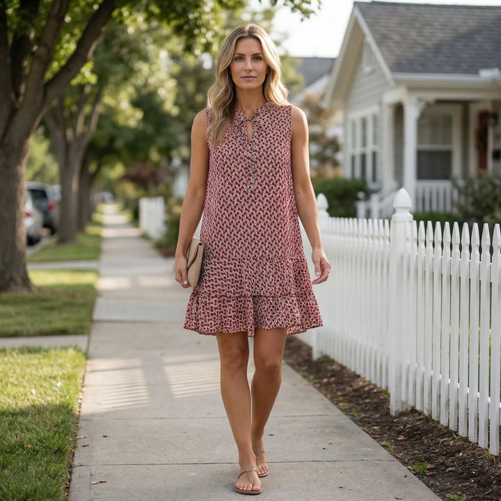 Sleeveless Knee-Length Printed Dress - Ana